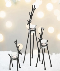 3 piece reindeer votive holder set
