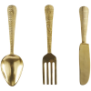 aluminum metal knife, spoon and fork utensils gold wall decor set