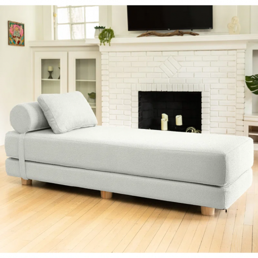 amala daybed fold out queen sleeper premium boucle sleek and modern lounge for relaxing
