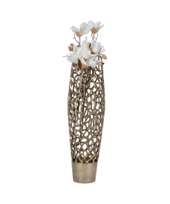 cranfield modern aluminum vase with intricate openwork design