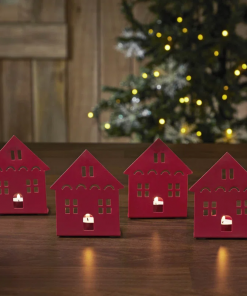 festive finds tealight holder house set of 4 4.5x3.75x2.25
