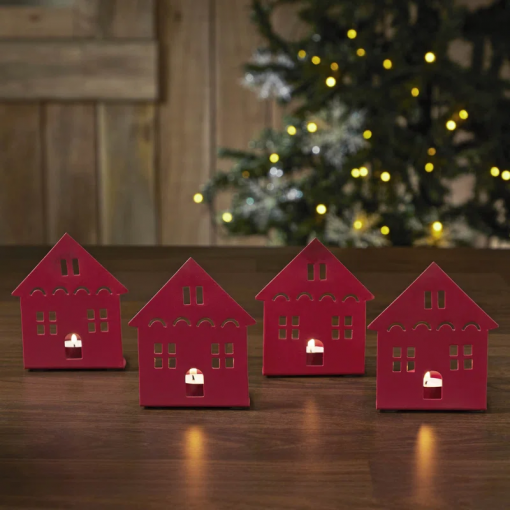 festive finds tealight holder house set of 4 4.5x3.75x2.25