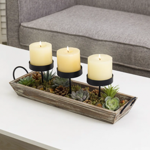 3 slot tabletop candelabra tray