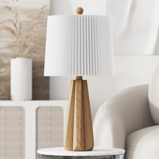 boho style resin table lamp for living room/bedroom/entryway console/decorative supplements with folding shade accent