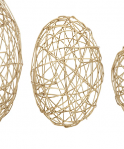 gold metal geometric wire orb decorative sculpture, set of 3 8