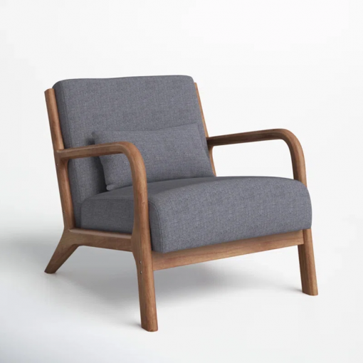 bonnita 26" wide mid century upholstered accent chair with an extra pillow