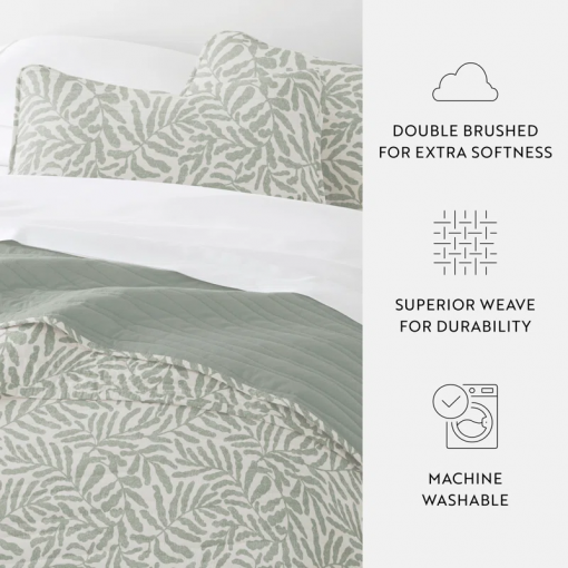 quilt set lightweight all season quilted coverlet tossed ferns