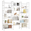 maziah bookcases and bookshelves triple wide 5 tiers industrial bookshelf, large etagere bookshelf open display shelves with metal frame for living room bedroom home office