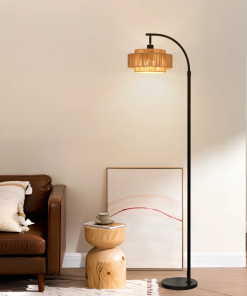 aarzo 69.6'' arched/arc rattan floor lamp with led light and remote control