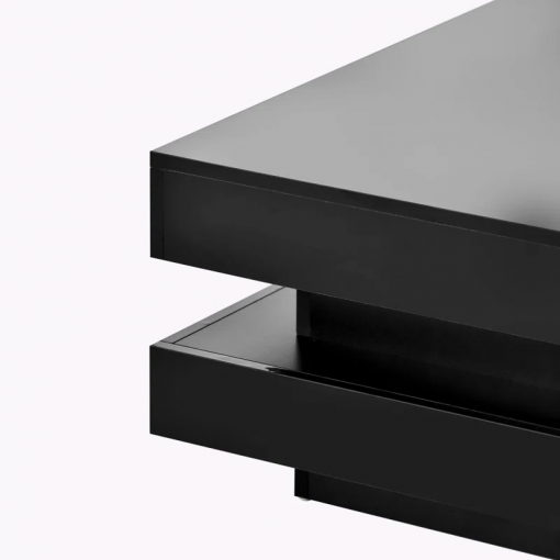 deontea pedestal high gloss minimalist design with led lights, 2 tier square coffee table, center table, living room table