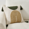 tufted throw pillow cover with handwoven stripes, linen cotton decorative cushion case, 18x18 inch set of 1
