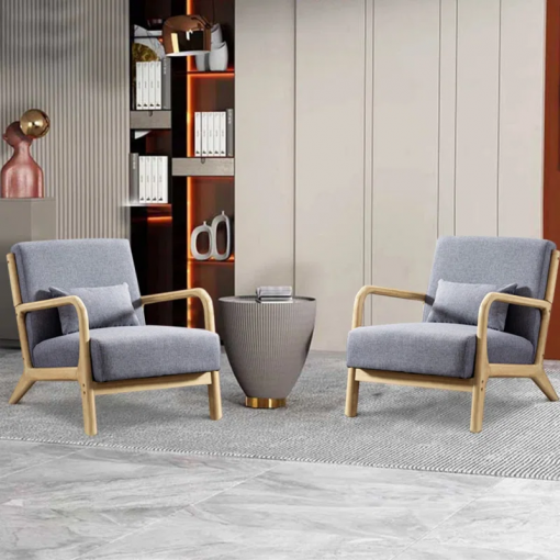bonnita 26" wide mid century upholstered accent chair with an extra pillow
