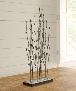 phillipston metal floral decorative black sculpture with loose stones