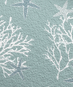 coral / starfish reversible coastal quilt set with shams