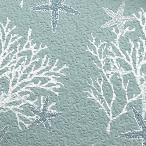 coral / starfish reversible coastal quilt set with shams