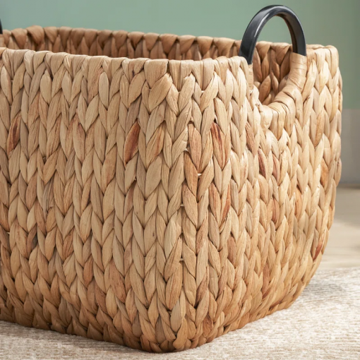 ludmilla rectangular multi purpose water hyacinth baskets with handles 16" x 12" x 13"