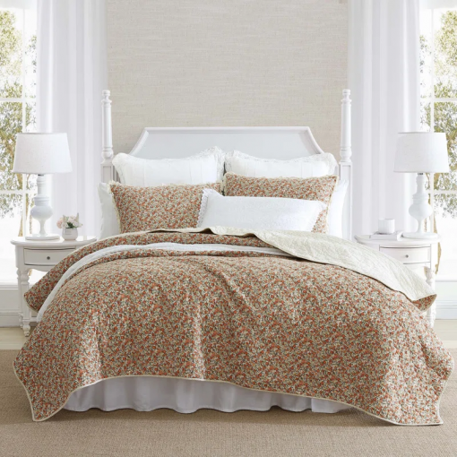 loveston red cotton reversible quilt set