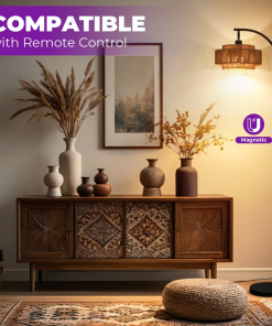 aarzo 69.6'' arched/arc rattan floor lamp with led light and remote control