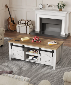 esben 47.2'' long coffee table with 2 sliding doors and 3 hidden storage compartments