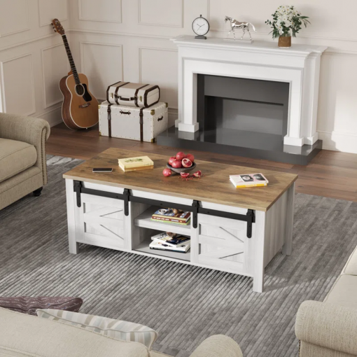esben 47.2'' long coffee table with 2 sliding doors and 3 hidden storage compartments
