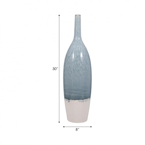romilly decorative flower vase for home decor – large flower vase for entryway or living room display – tall vase for contemporary or transitional spaces – blue and white