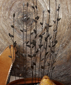 phillipston metal floral decorative black sculpture with loose stones