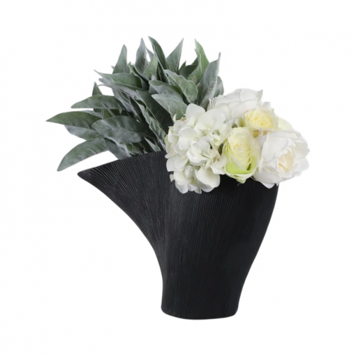 karly modern aluminum metal vase with sculptural design and textured finish for home decor