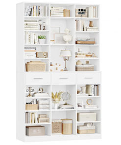 75"h wood storage bookcase with adjustable shelves