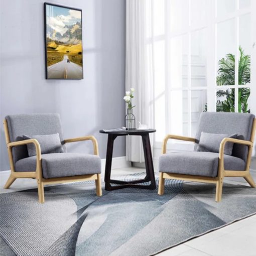 bonnita 26" wide mid century upholstered accent chair with an extra pillow