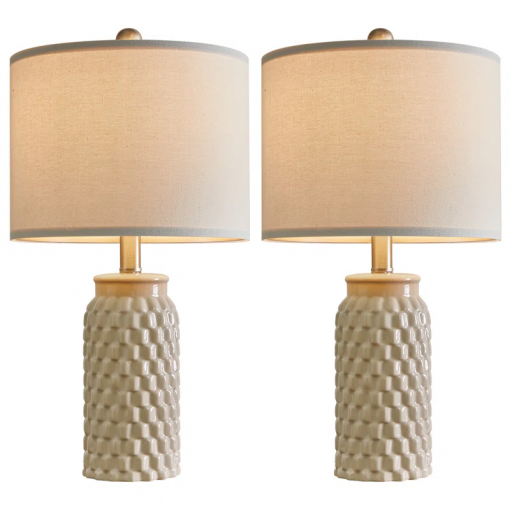 20.5" modern ceramic bedside lamp, for bedroom décor farmhouse table lamp living room office dorm