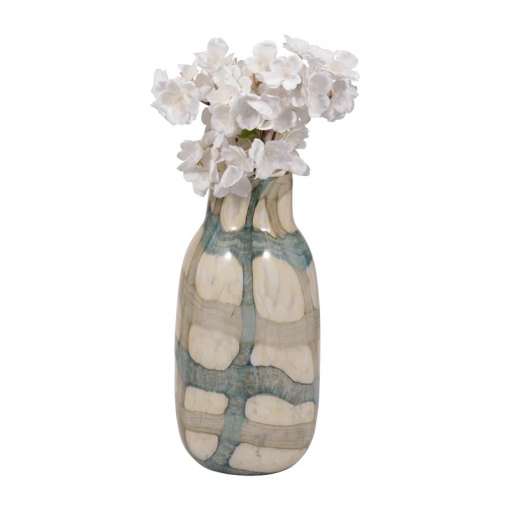 flouressa blue & tan glass vase perfect for modern homes