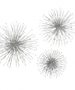 3 piece metal starburst wall decor with orb detailing set