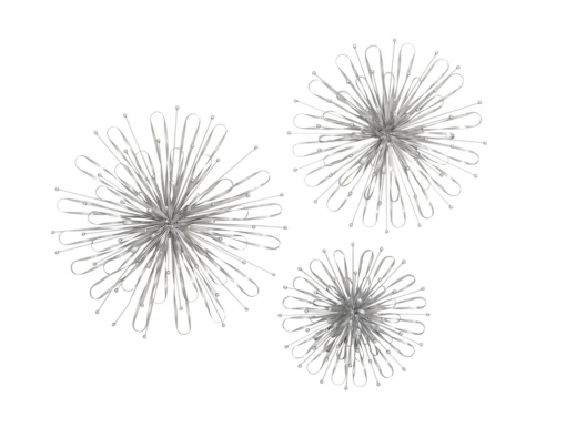 3 piece metal starburst wall decor with orb detailing set