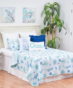 outlook beach coastal beach reversible quilt set