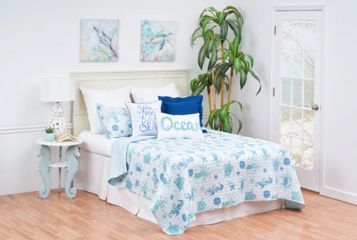 outlook beach coastal beach reversible quilt set