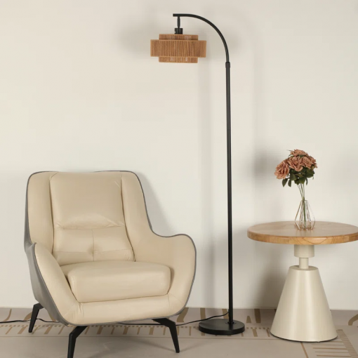 aarzo 69.6'' arched/arc rattan floor lamp with led light and remote control