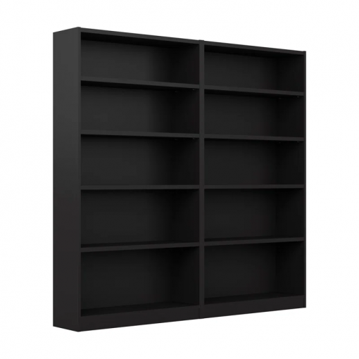 doyno tall 5 shelf bookcase set of 2, storage and display bookshelves for home office and living room