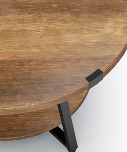 jahaira round coffee table with 2 tier storage shelves