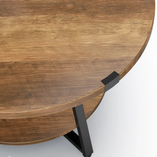 jahaira round coffee table with 2 tier storage shelves