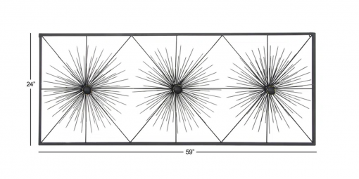 metal sea urchin starburst home wall decor with black frame