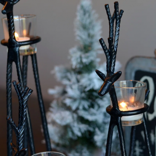 3 piece reindeer votive holder set