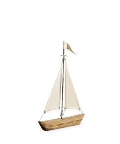 armentrout 21" brown and natural wood metal and fabric sailboat tabletop sculpture