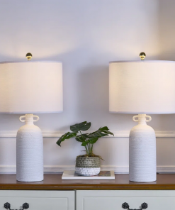 24'' white ceramic table lamp (set of 2)