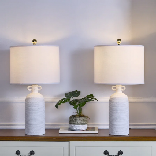 24'' white ceramic table lamp (set of 2)