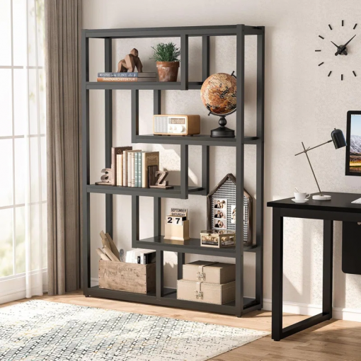 69.29" h x 39.37" w steel geometric bookcase