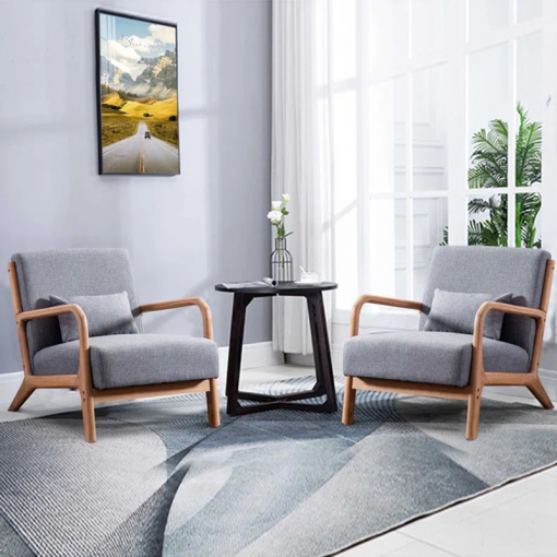 bonnita 26" wide mid century upholstered accent chair with an extra pillow