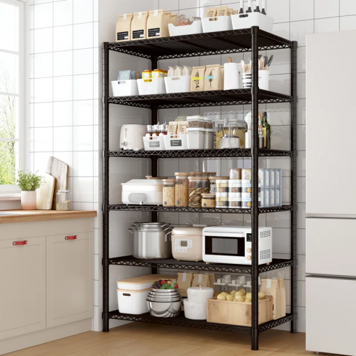 6 tier storage shelves, shelving unit for storage, adjustable kitchen shelves heavy duty pantry shelf