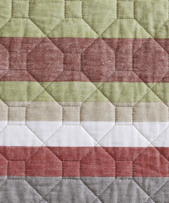 salmon ladder stripe cotton reversible quilt set