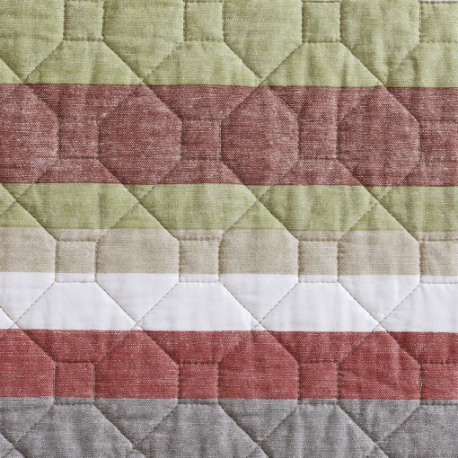 salmon ladder stripe cotton reversible quilt set