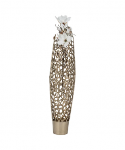 cranfield modern aluminum vase with intricate openwork design